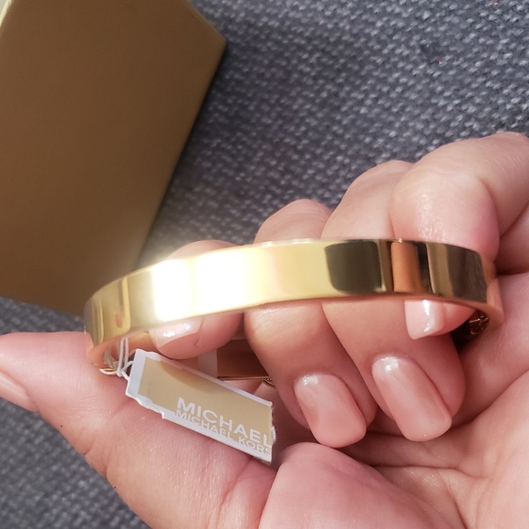 Michael Kors Stainless Steel and Enamel MK Logo Bangle Bracelet for Women - Picture 9 of 11